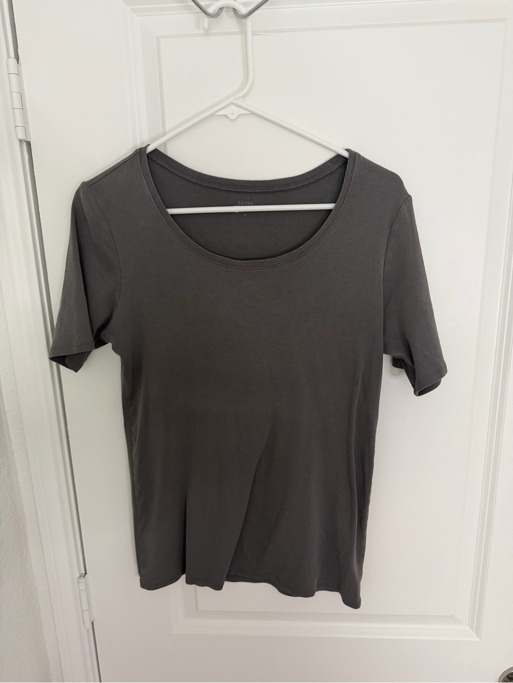Eileen Fisher Charcoal Scoop Neck Short Sleeve Top